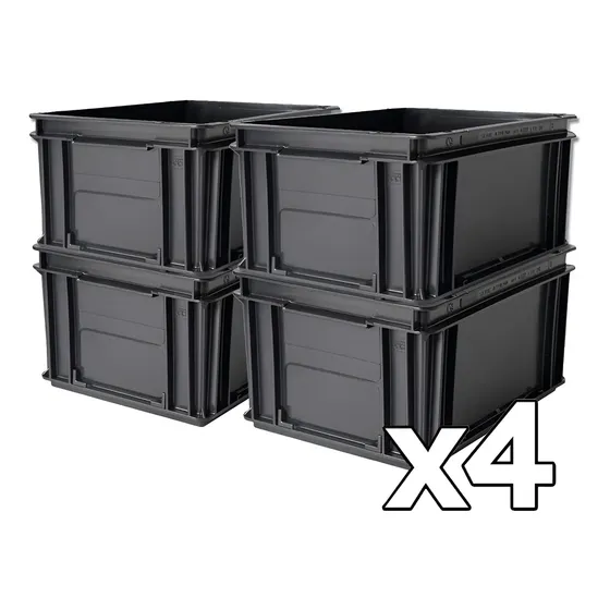 Kit 4 Cajones Storage Compat Plásticos Apilables Athena 4322a 40x30x22cm Ng