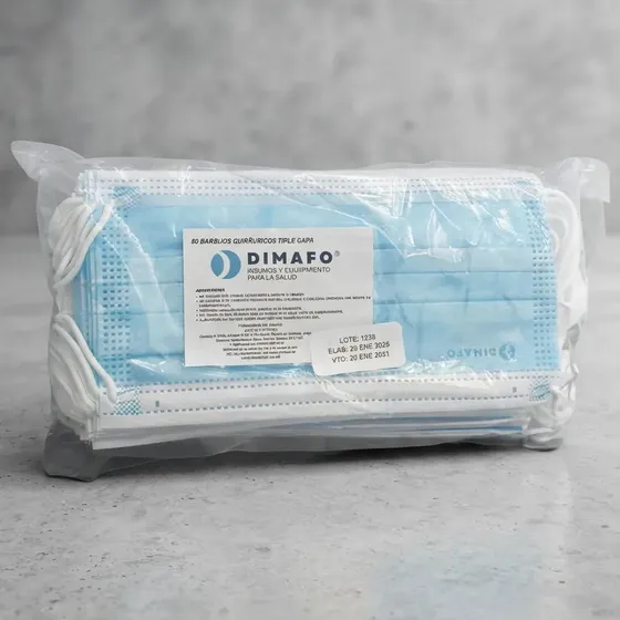 Barbijo Descartable Triple Filtro C/elastico X 50u