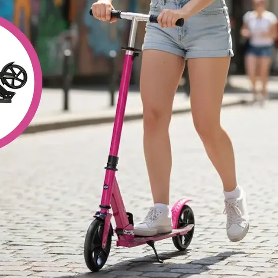 Monopatin T-go Plegable Infantil Acero Reforzado Rueda Abec7 Color Rosa Urbano