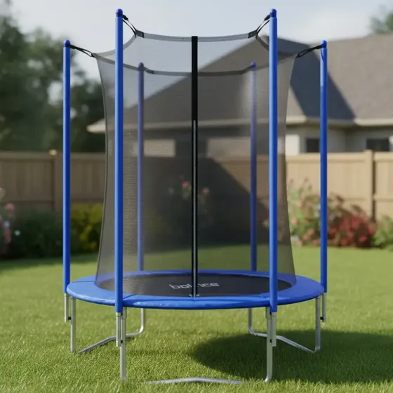 Cama Elástica Bounce Ce06ft 1.85m Circular Con Red Lona de salto Negro Cobertor de resortes Azul