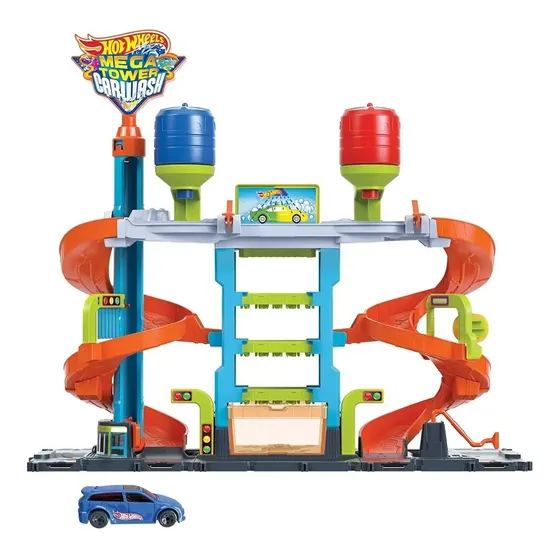 Set de juguetes para lavado de autos Hot Wheels City Mega Tower