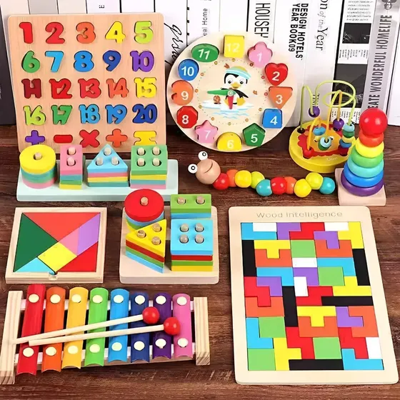 Set De Juegos De Madera Montessori Para Niños 10 Piezas