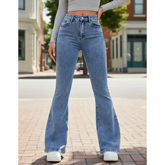 Jeans Oxford Elastizado Mujer Tiro Alto Muy Comodo Zaira