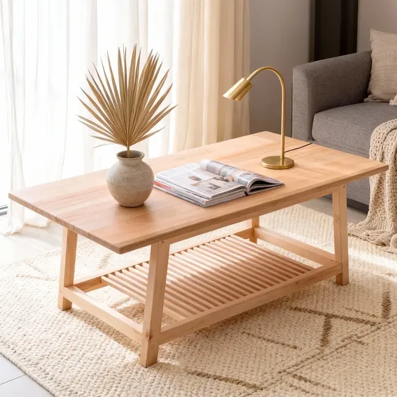 Mesa Baja Ratona Eucalipto Madera Maciza Laca Poliuretanica