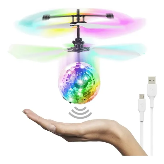 Bola Voladora Helicoptero Dron Esfera Luz Rgb LIBERCAM BOVO-50 Juguete Carga Usb Color Transparente
