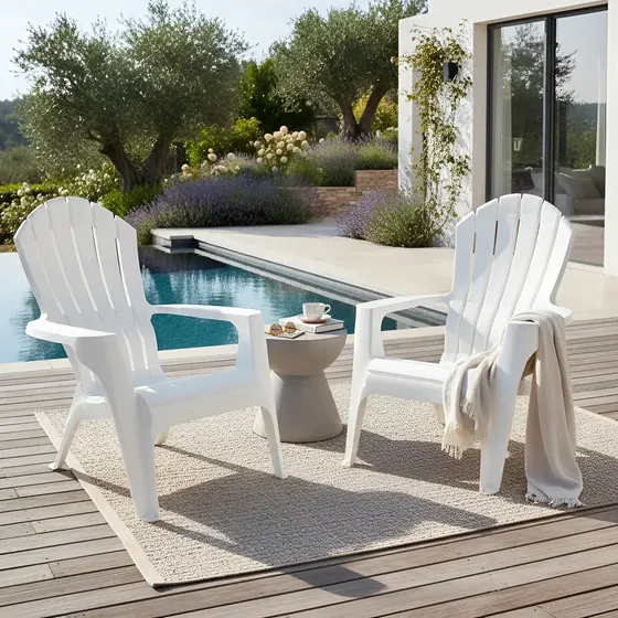 Set X2 Sillón De Jardín Miami Plastico Exterior Gardenlife Color Blanco