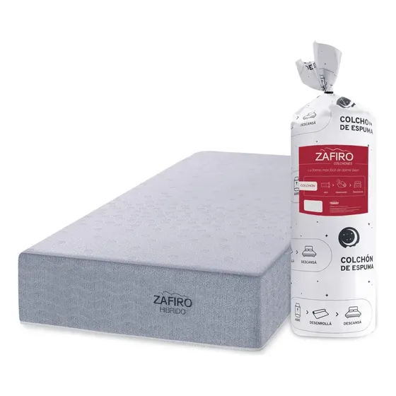 Colchón 1 Plaza Zafiro Express Hybrid 80x190 Resortes Firmeza Media