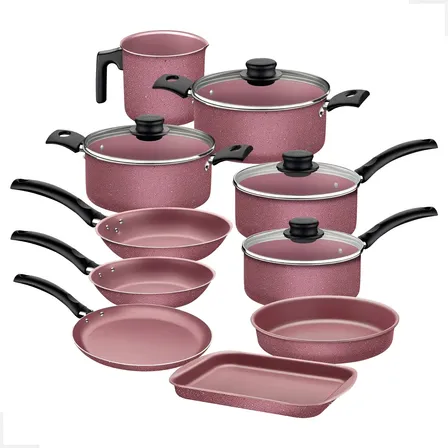 Juego de Cocina Antiadherentes 20297964 Tramontina Turim x10 Piezas Color Rosa