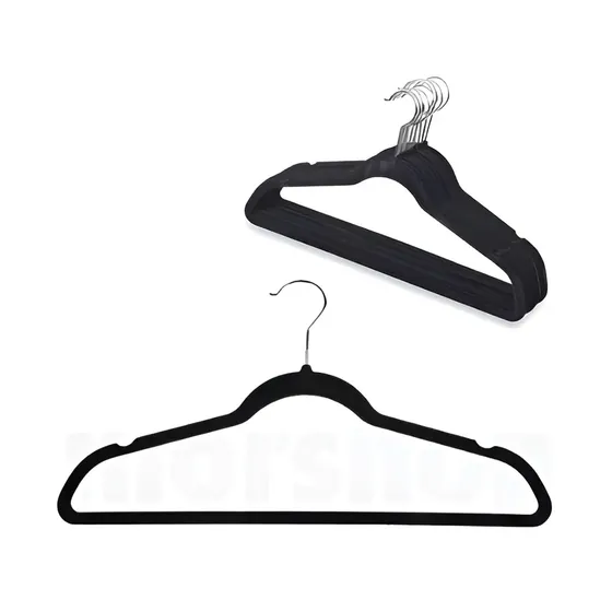 Perchas Terciopelo Slim Antideslizante Ultradelgadas Premium Color Negro