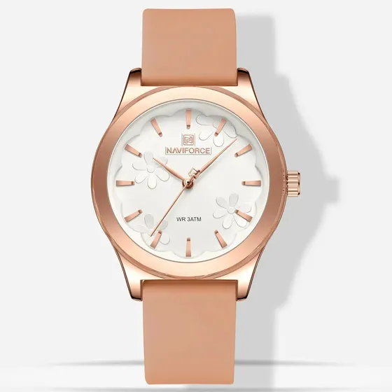 Naviforce Original Luxo Dulce Elegante Silicona Reloj Mujer