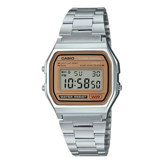 Rejoj Casio Vintage A-158wea Unixes Digital Luz Alarma Metal Marrón