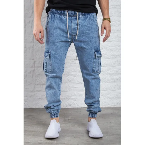Jogger Mom Hombre Pantalon Jean Cargo Oversize Puños Premium