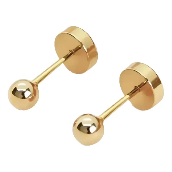 Aros Abridores Perno Oro 18k Bolita N3
