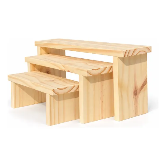 Exhibidor Madera Pino Set X3 Escalonado Feria Emprendedores