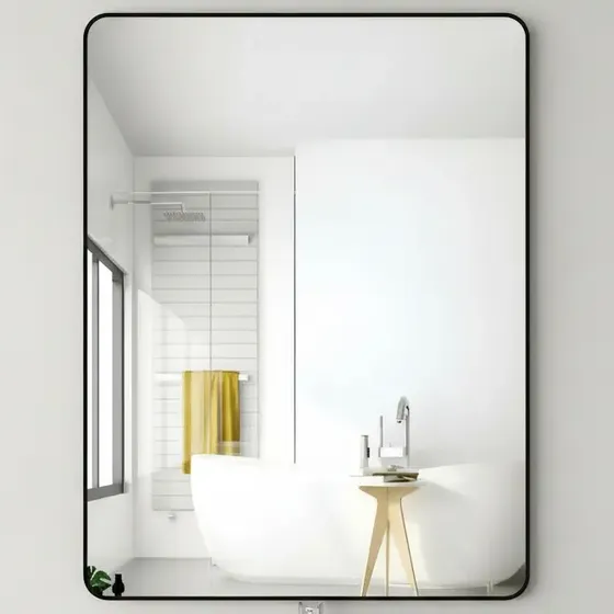 Espejo CuantoArte 50x70 Cm Baño Maquillaje Marco Negro Rectangular Decorativo Clásico Pared Moderno Grande Vertical Dormitorio Tocador Sala Estar Comedor Oficina Hogar Elegante