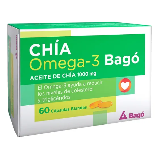 BAGÓ+ Aceite De Chia Omega 3 1000 Mg X 60 Capsulas Blandas Sabor Sin sabor
