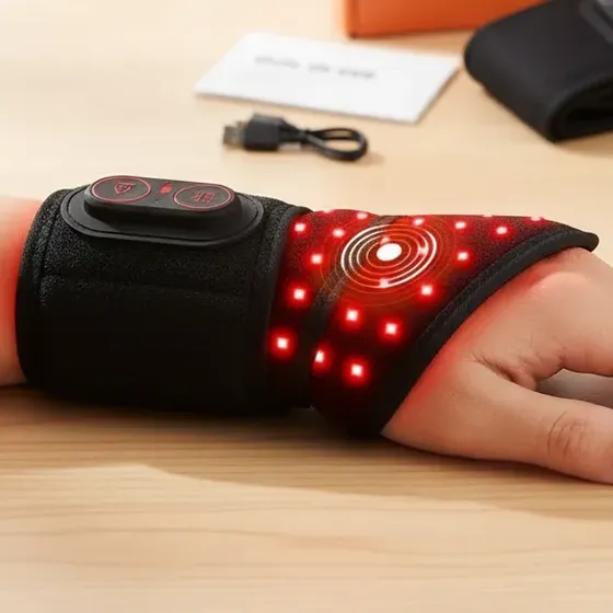 Muñequera Térmica Masajeadora Luz Roja Vibración Inalámbrica