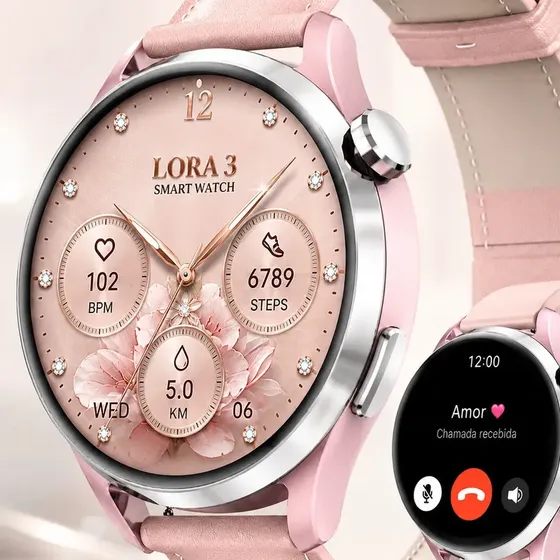 Reloj Smartwatch Kieslect Lora 3 Mujer 5 ATM 2 Mallas Silicona y Cuero