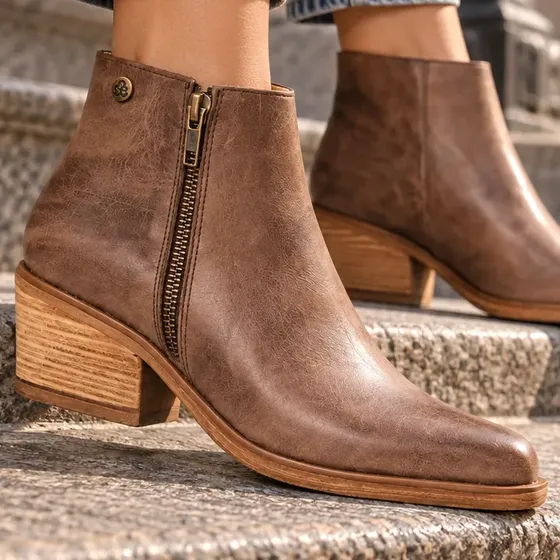 Botas Mujer Citadina Cuero Texana Taco Bajo Comodas Miguela