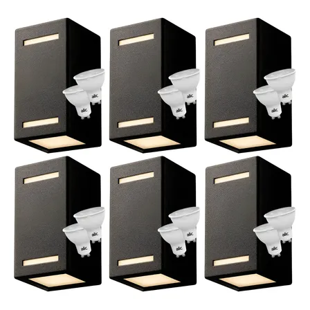 Aplique Pared Luz Bidireccional Exterior X 6 Unidades + Led