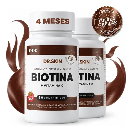 Biotina Capilar 120 Comprimidos Dr Skin | 60 Días | Suplemento Para Caída Del Cabello Y Uñas Quebradizas | Fortalece Pelo, Mejora Piel Y Estimula El Crecimiento Capilar Natural Anticaída