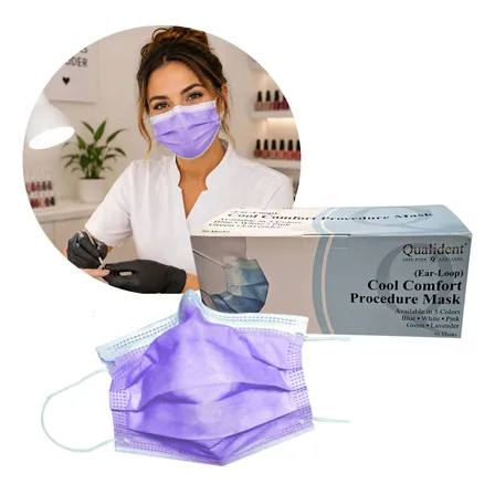 Barbijos Tricapa Caja X50u Con Elastico Clip Nasal Lavanda Lavanda Soft Liso
