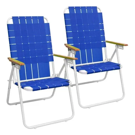 Reposera Plegable Playera X 2 Reforzada 5 Posiciones Premium Azul