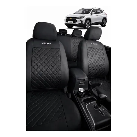 Fundas Diamond Cuero 8m Chevrolet Tracker 2026 Cubre Asiento Negro