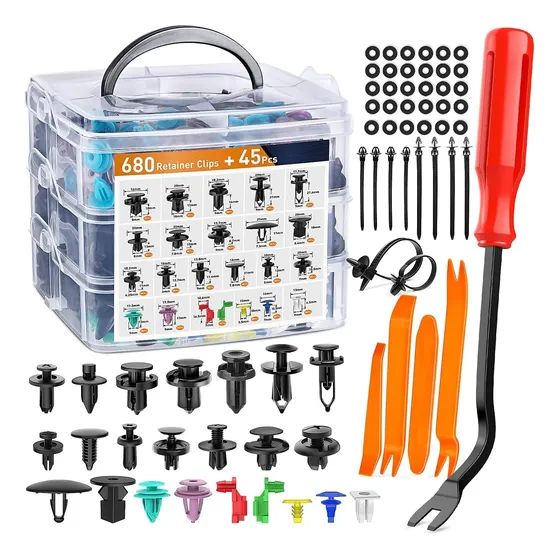 Kit De Clips Plásticos Sujeción 725 Piezas + Herramientas