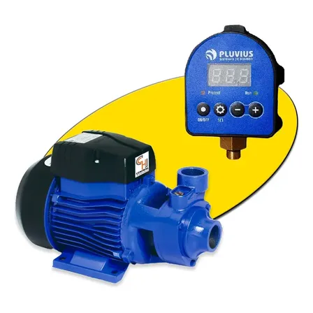 Bomba Periferica 1 Hp Elevadora + Control Presion Digital Azul Marino 50 Hz Monofásica