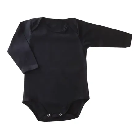 Bodys Manga Larga 100% Algodón  Para 2 Y 3 Años  Negro 12-18 M