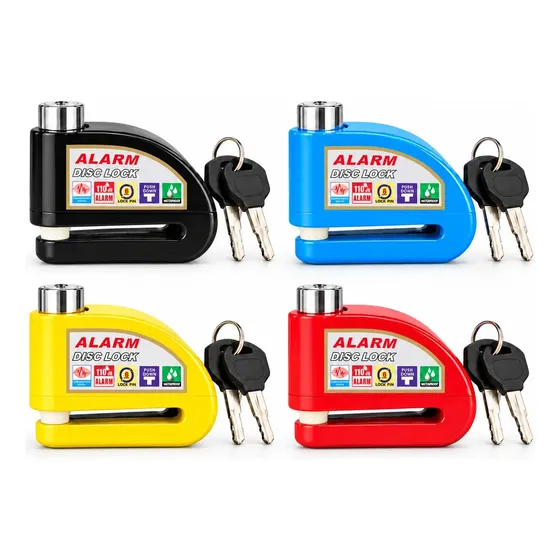 Traba Disco Grande Con Alarma Para Moto Con 2 Llaves 6mm