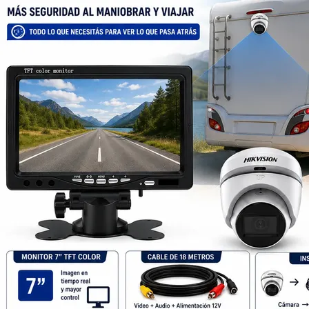 Monitor Camara 12v Tractor Trailer Casa Rodante Kit Cam Hd