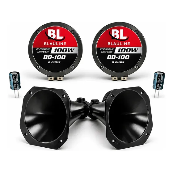 2 Combo Driver Blauline Bd 100 + Corneta + Capacitor