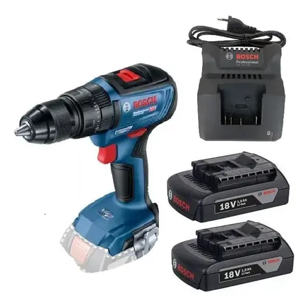 Taladro Percutor Atornillador Bosch Gsb 18v-50 + 2 Baterias Azul Marino 220