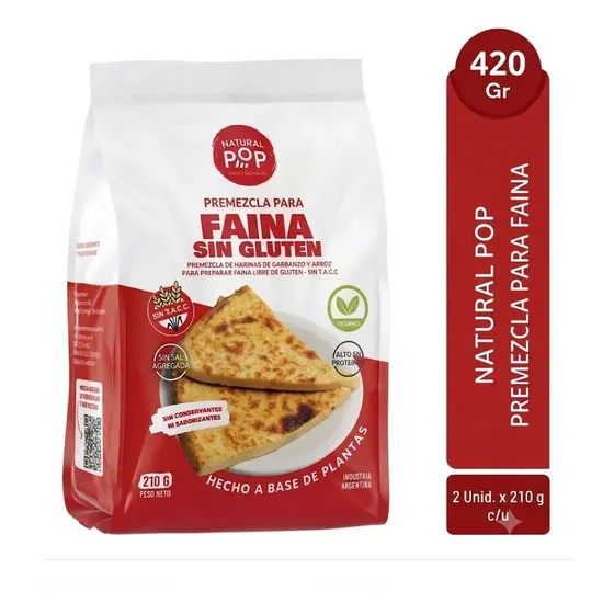 Premezcla Faina Natural Pop Sin Tacc Pack 2 Unid X 210 G C/u