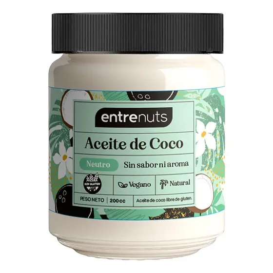 Aceite De Coco Neutro Entrenuts Sin Gluten Vegano X 200 Cc