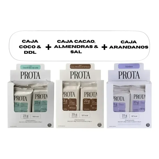Pack Barra Prota Coco Ddl + Cacao Almendras Sal + Arandanos