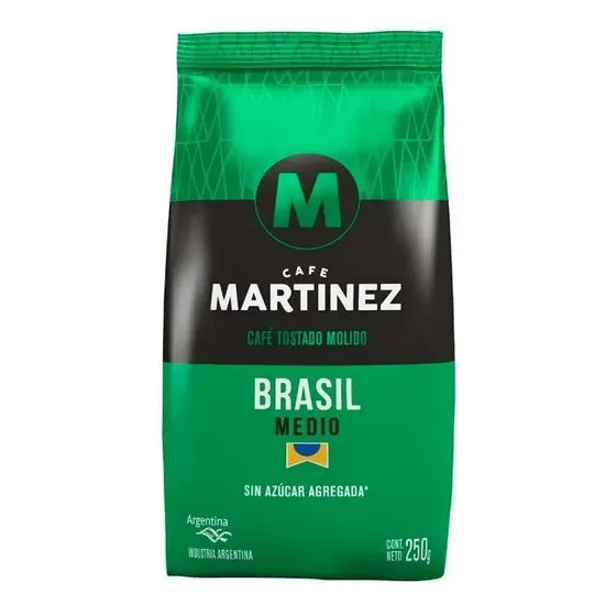 Café Tostado Molido Café Martínez Brasil Sin Azúcar Agregada 250 Gramos