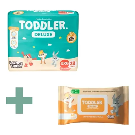 Combo Bebe Pañales Toddler Xxg X28 + Toallitas Humedas X48 Extra Extra Grande (xxg) Sin Género