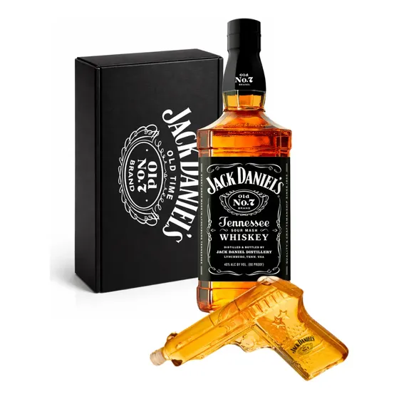 Whisky Jack Daniels 700 Ml + Decanter Pistola Logo De Regalo