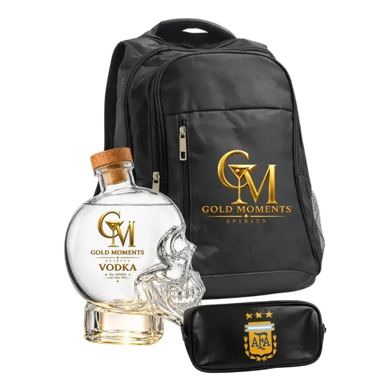 Vodka Gold Moments Calavera Luminosa + Neceser Afa + Bolso