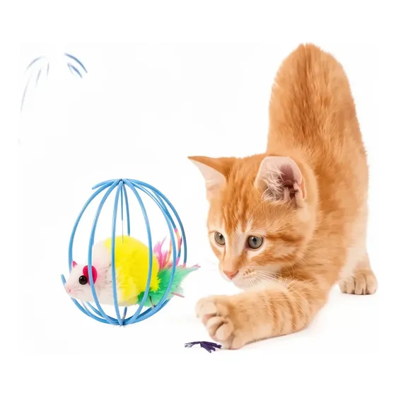 Juguete De Resorte Con Ratón Interactivo Para Gatos