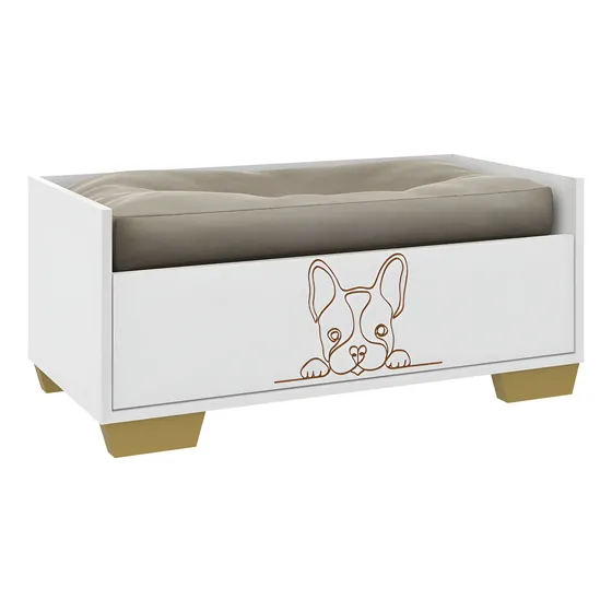 Cama Cucha Perro Mascota Con Almohadón Y Cajón De Guardado