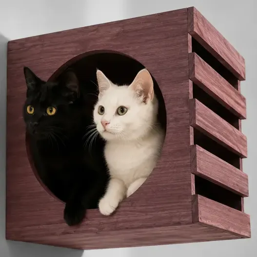 Cama D Madera Patinada D Pared C Rascador Alfombra Para Gato