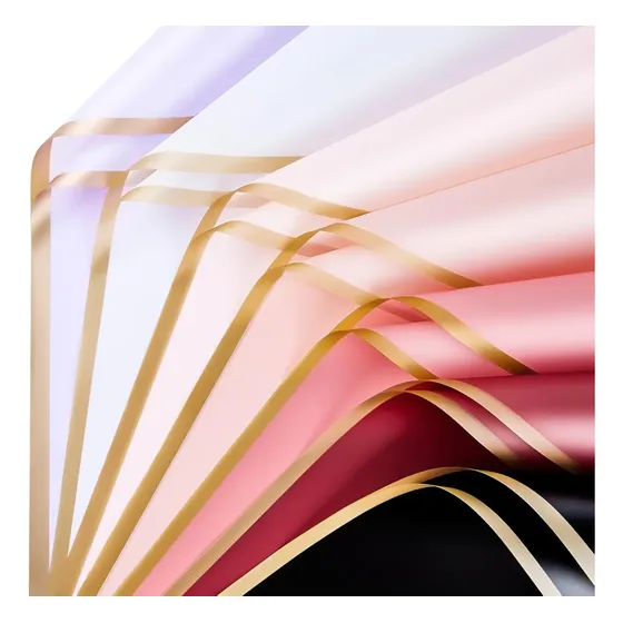 Papel Coreano Bopp Con Borde Dorado Flores Regalo X20u.