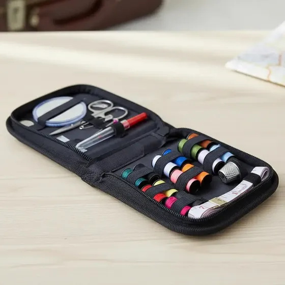 Kit De Costura Estuche 27 Piezas Accesorios Para Coser Agujas Hilos Funcional Compacto Practico Para Trasladar Cartera Viaje Mochila Domestico