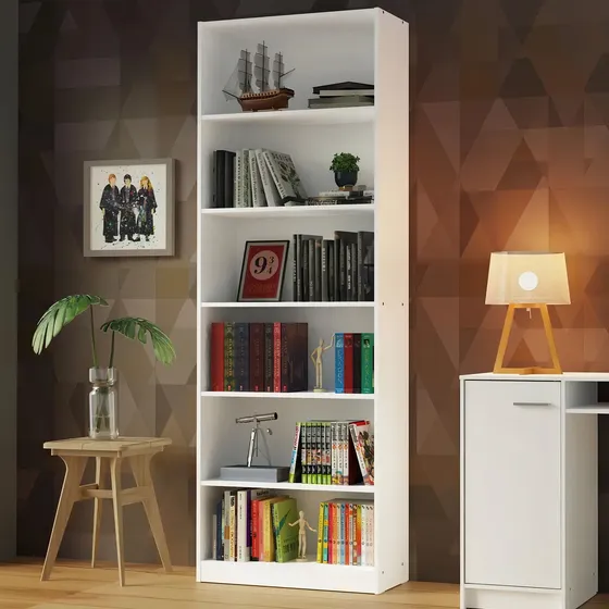 Madesa 6908 - Librería con 6 nichos, color blanco