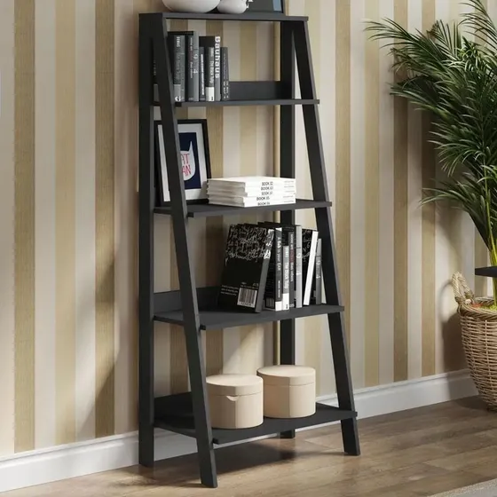 Librería Madesa Ladder con 4 estantes, color negro