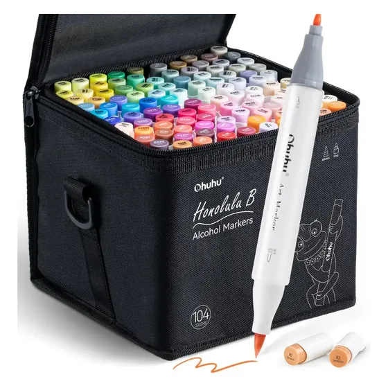 Marcadores Ohuhu Alcohol Doble Punta 104 Colores